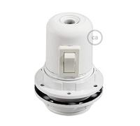 creative cables - Kit Douille E27 en bakelite avec écrou Double Bague pour Abat-Jour et Interrupteur - Blanc