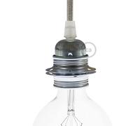 Kit Douille E27 en métal avec Double Bague pour Abat-Jour - Conique, Argent