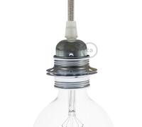 creative cables Kit Douille E27 en métal avec Double Bague pour Abat-Jour - Conique, Argent