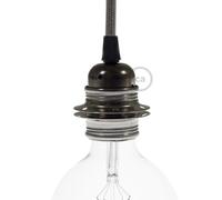 creative cables Kit Douille E27 en métal avec Double Bague pour Abat-Jour - Conique, Perle Noire