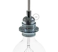 creative cables Kit Douille E27 en métal avec Double Bague pour Abat-Jour - Cylindrique, Argent