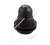 creative cables - Kit Douille E27 en thermoplastique avec écrou Double Bague et Interrupteur à Tirette - Noir