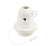 creative cables - Kit Douille E27 en thermoplastique avec écrou Double Bague et Interrupteur à Tirette - Blanc
