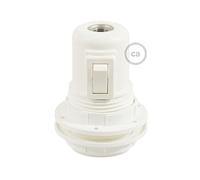 creative cables - Kit Douille E27 en thermoplastique avec écrou Double Bague pour Abat-Jour et Interrupteur - Blanc