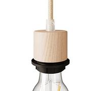creative cables Kit Douille E27 filetée cylindrique en Bois avec Serre-câble pour Abat-Jour - Neutre