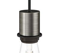 creative cables Kit Douille E27 Semi-filetée en métal avec Serre-câble dissimulé - Titane satiné