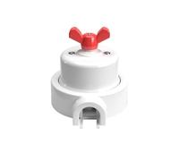 Creative-Cables Kit interrupteur/déviateur avec écrou papillon et base à 1 sortie - (blanc avec écrou rouge, interrupteur Ø 66,5 mm, base Ø 110 mm) - Porcelaine 16 A - Pour Creative-Tubes