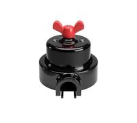 Creative-Cables Kit interrupteur/déviateur avec écrou papillon et base à 1 sortie - (Noir avec écrou rouge, Interrupteur Ø 66,5 mm, Base Ø 110 mm) - Porcelaine 16 A - Pour Creative-Tubes