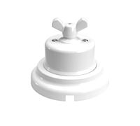 Creative-Cables Kit Interrupteur Déviateur avec écrou papillon et base en porcelaine - (Blanc avec écrou blanc, Ø 66,5 mm interrupteur, Ø 100 mm base) - Fixation murale