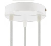 creative cables - Kit Rosace métallique cylindrique à 3 Trous - Conique, Blanc Brillant