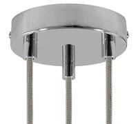 creative cables - Kit Rosace métallique cylindrique à 3 Trous - Cylindrique, Chromé