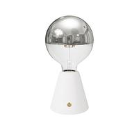 creative cables - Lampe portative LED rechargeable Cabless01 avec ampoule globo demi-sphère argent - Avec ampoule, Blanc