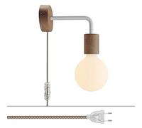 creative cables Lampe Spostaluce en bois avec extension courbée - Sans ampoule, Neutre - Blanc mat