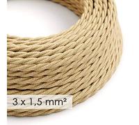 Creative-Cables L'Original câble électrique à large section 3x1,50 mm² recouvert en tissu (10 m, Jute TN06) - Tressé, jute - Idéal pour les installations visibles - Sécurité certifiée