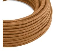 Creative-Cables L'Original cable électrique plat 2x0,75 mm² (50 m, Whiskey PM22) - Plat, effet soie - Idéal pour les lampes de table et les lampadaires - Sécurité certifiée, fabriqué en Italie