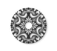 creative cables Mini Plateau Ellepì 'Majoliques' pour Lampes à Suspension, murales et guirlandes, diamètre 24 cm - Made in Italy - Majolica Blanc - Noir