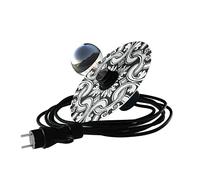 creative cables Snake Eiva avec Abat-Jour Mini Plateau Ellepì 'Majoliques', Lampe portative d'extérieur, avec Douille IP65 étanche et fiche - avec Ampoule, Majolica Blanc - Noir