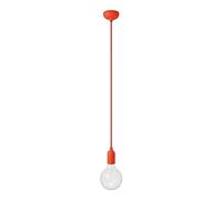 creative cables - Suspension colorée en silicone avec câble textile - Avec ampoule, Orange