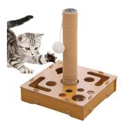 Creative Cat Maze - Nail File for Animal Fun | Solid Wood Puzzle Box with Teasing Stick, Bell Ball Play Mat, Pet Enrichment Board, Indoor House Activity, Engaging Toy for Kitten, Puppy and Rabbit