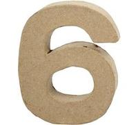 Creative chiffre 6 papier-mâché 10 cm Marron