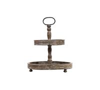 Creative Co-Op Bois à Deux Niveaux Plateau avec poignée en métal