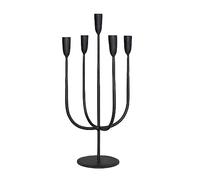 Creative Co-OP Candélabre Rond en métal forgé à la Main, Peut contenir 5, Support Conique Noir