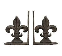 Creative Co-Op Decorative Metal Fleur de Lis Bookends, Bronze, Set of 2