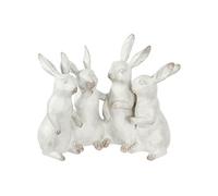 Creative Co-op EC0147 Lapin Lapin Quatuor Figurines et Figurines Blanchies à la Chaux Blanches