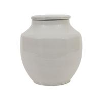 Creative Co-Op Petit Pot Rond en Terre Cuite Blanche, 20,3 cm