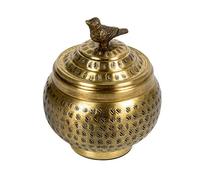 Creative Co-op Récipient rond en laiton martelé avec embout en forme d'oiseau