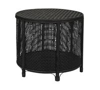 Creative Co-Op Table de rangement ronde en bambou et rotin Noir
