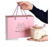 Creative Coffee Mug with Tulip Flower Design Ceramic Cup for Women pour Café(Color4)