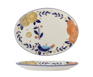 Creative Collection Lynna Plateau de service, bleu, grès, L 34 x H 3,5 x l 25 cm