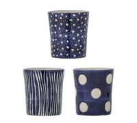 Creative Collection Minoa Lot de 3 tasses en grès Bleu 7,5 x 8,5 cm 190 ml