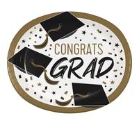 Creative Converting Golden Grad Lot de 8 assiettes ovales en carton