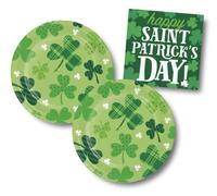 Creative Converting Lot de 32 assiettes et serviettes en papier Motif trèfle