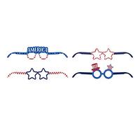 Creative Converting Lot de 4 paires de lunettes en papier Patriotique 4 juillet pour femme Multicolore 3 (2) 4. 25" x 16. 5" (1), multicolore