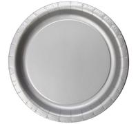 Creative Converting Lot de 5 assiettes rondes en carton de 22,2 cm de diamètre, couleur argentée scintillante