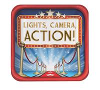 Creative Converting Lot de 8 assiettes carrées Hollywood Lights - 22,9 cm - Rouge/bleu/blanc