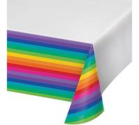 Creative Converting Nappe en Plastique avec Impression de Bordure - 54 x 102 cm - Arc-en-Ciel