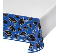 Creative Converting Nappe en Plastique avec Impression de Bordure pour fête de Remise de diplôme, 137,2 x 259,1 cm, Esprit Scolaire, Bleu Cobalt, 137,2 x 259,1 cm