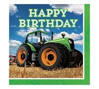 Creative Converting Tractor Time Lot de 16 serviettes de table en papier 33 cm