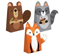 Creative Converting Wild One Lot de 8 sacs à friandises en papier en forme d'animaux de la forêt, 344417, multicolore, 1 count (Pack of 8)