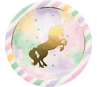 Generique Assiettes en carton Licorne éclatante métallisée 23 cm Multicolore - 8 assiettes