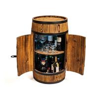 CREATIVE COOPER Baril de vin - Table haute avec porte et LED RVB - Armoire à alcool - Étagère à bouteilles en bois - Baril en bois - Meubles en fût - Étagère à vin - Bar à vin - Baril avec porte - 80