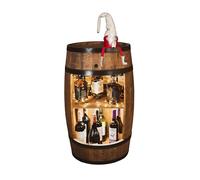 CREATIVE COOPER Baril en bois avec nain de Noël - Étagère rustique avec LED - Armoire de bar en bois massif - Décoration pour salon et décoration de Noël - Hauteur 80 cm - Peut contenir 40 bouteilles