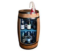 CREATIVE COOPER Baril en bois avec nain de Noël - Étagère rustique avec LED RVB - Armoire de bar en bois massif - Décoration pour salon et décoration de Noël - Hauteur 80 cm - Peut contenir 40