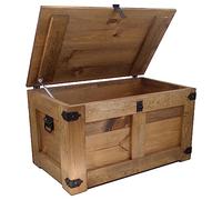 CREATIVE COOPER Boîte en bois, coffre au trésor, boîte de rangement, coffre de lit, table de repos rustique, table basse, coffre à jouets, 77 x 49 x 45 cm, coffre en bois fait main, huile éco, marron