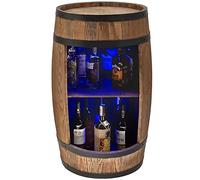 CREATIVE COOPER Casier à vin en bois avec lumières LED - Mini bar - Armoire à alcool pour homme - Baril - Baril - 80 cm de haut - Décoration rétro - Bois de conifère - Meuble tonneau (wengé)
