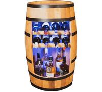 Creative Cooper Casier à Vin LED Tonneau En Bois Rangement Bouteille Alcool Étagère à vin Meuble Minibar Bar de jardin 80cm Chêne